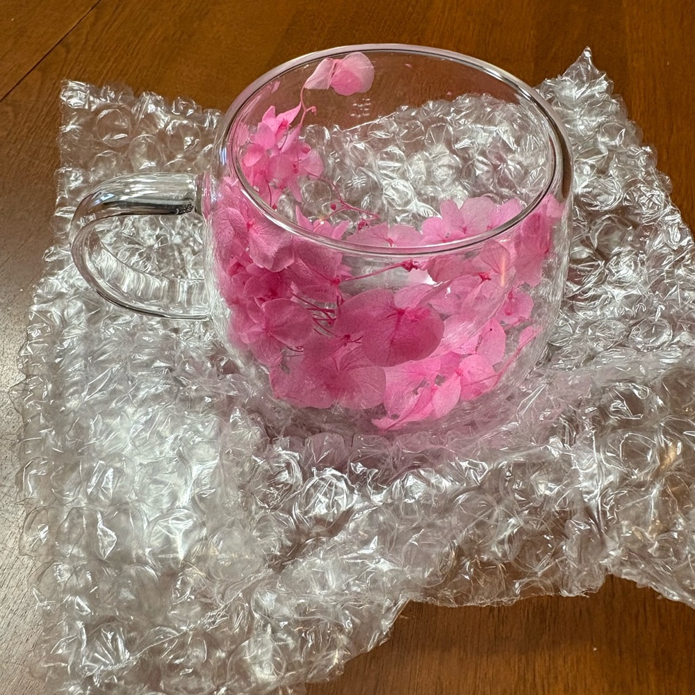 Pink Floral Glass Mug